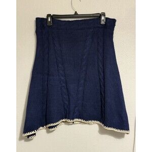 Anthropologie Nick & Mo Women's Cable Knit Skirt Blue Size L boho hippie earthy